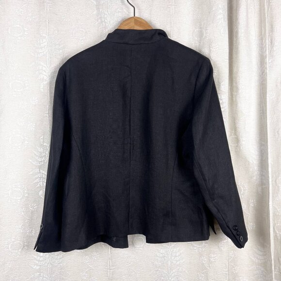 Irish linen black shacket lightweight 14 petite jacket vintage Talbots blazer - Picture 7 of 10